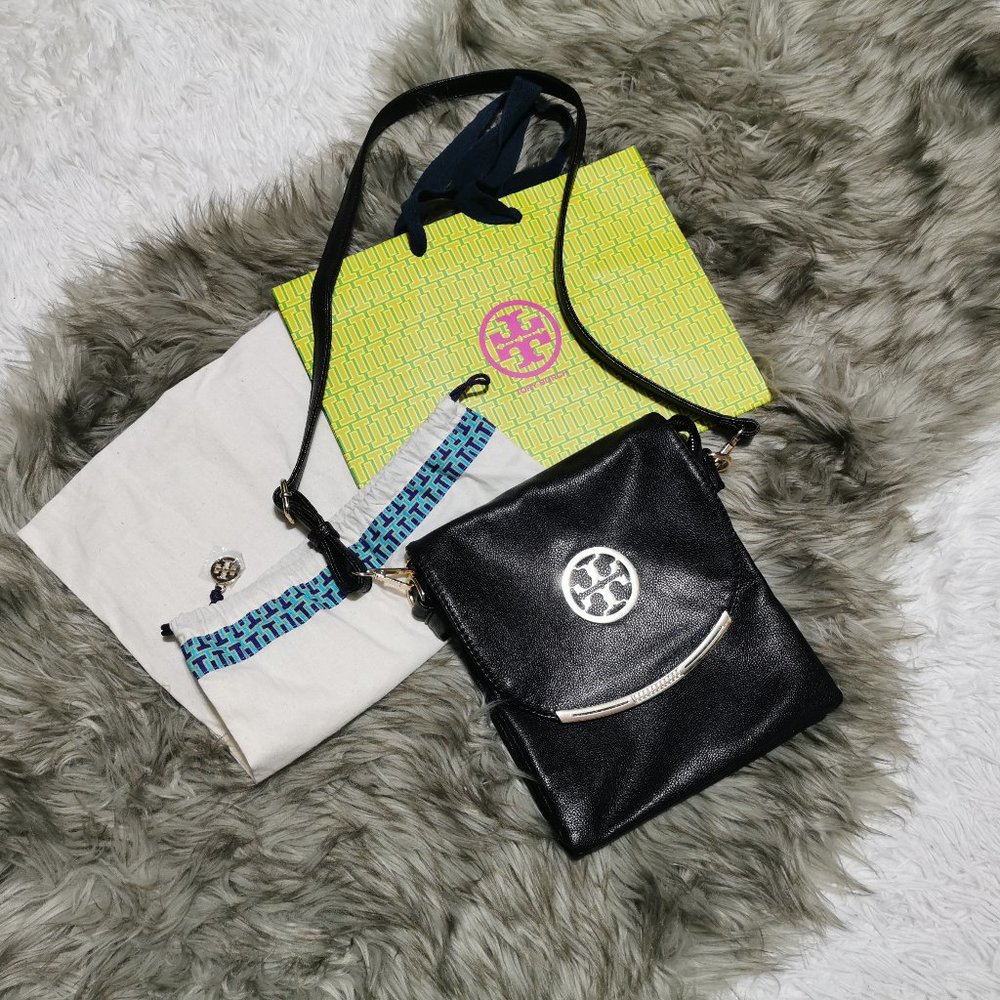 Tory Burch Black Crossbody Bag with Silver Hardware